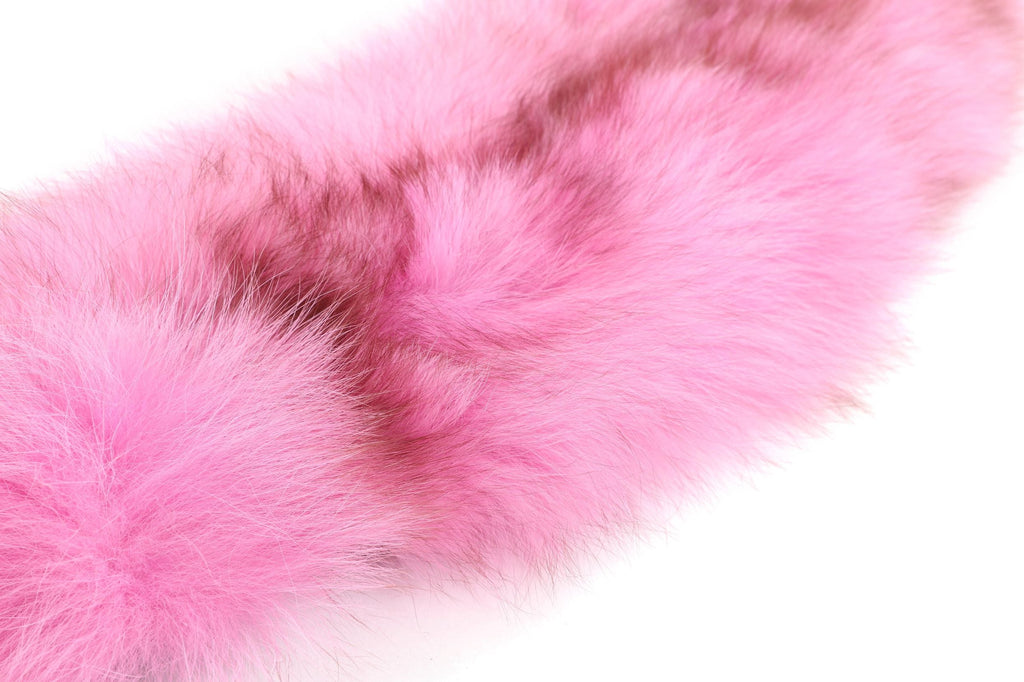Pink racoon fur collar