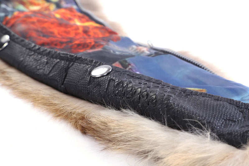 Natural colour fox fur collar addon accessory.