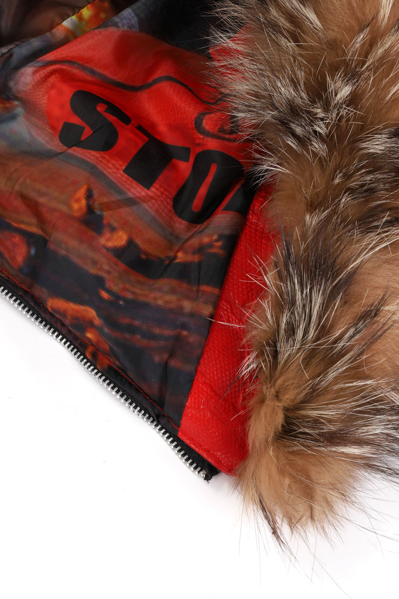 Natural colour crystal fox fur hood addon accessory.