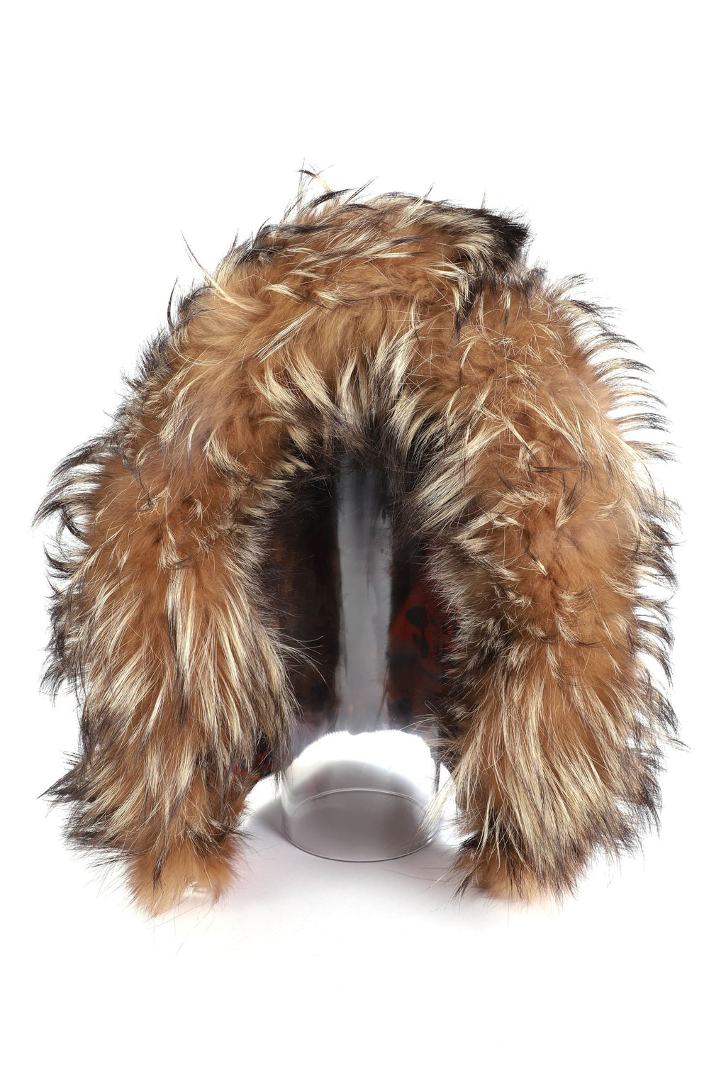 Natural colour crystal fox fur hood addon accessory.