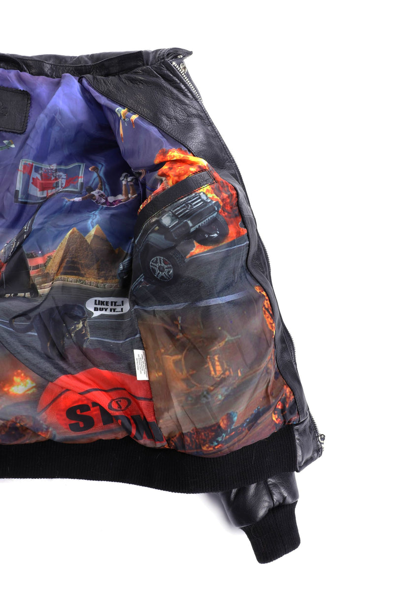 Men Leather Fly By Night Bomber